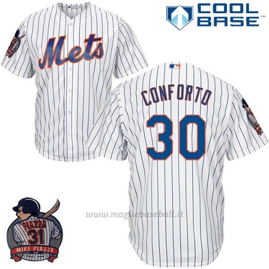 Maglia Baseball Uomo New York Mets Michael Conforto Bianco Cool Base With Piazza